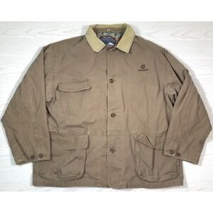 Vintage Flannel Lined Chore Jacket Men XL Dunbrooke Brown Canvas Barnstorm 90s